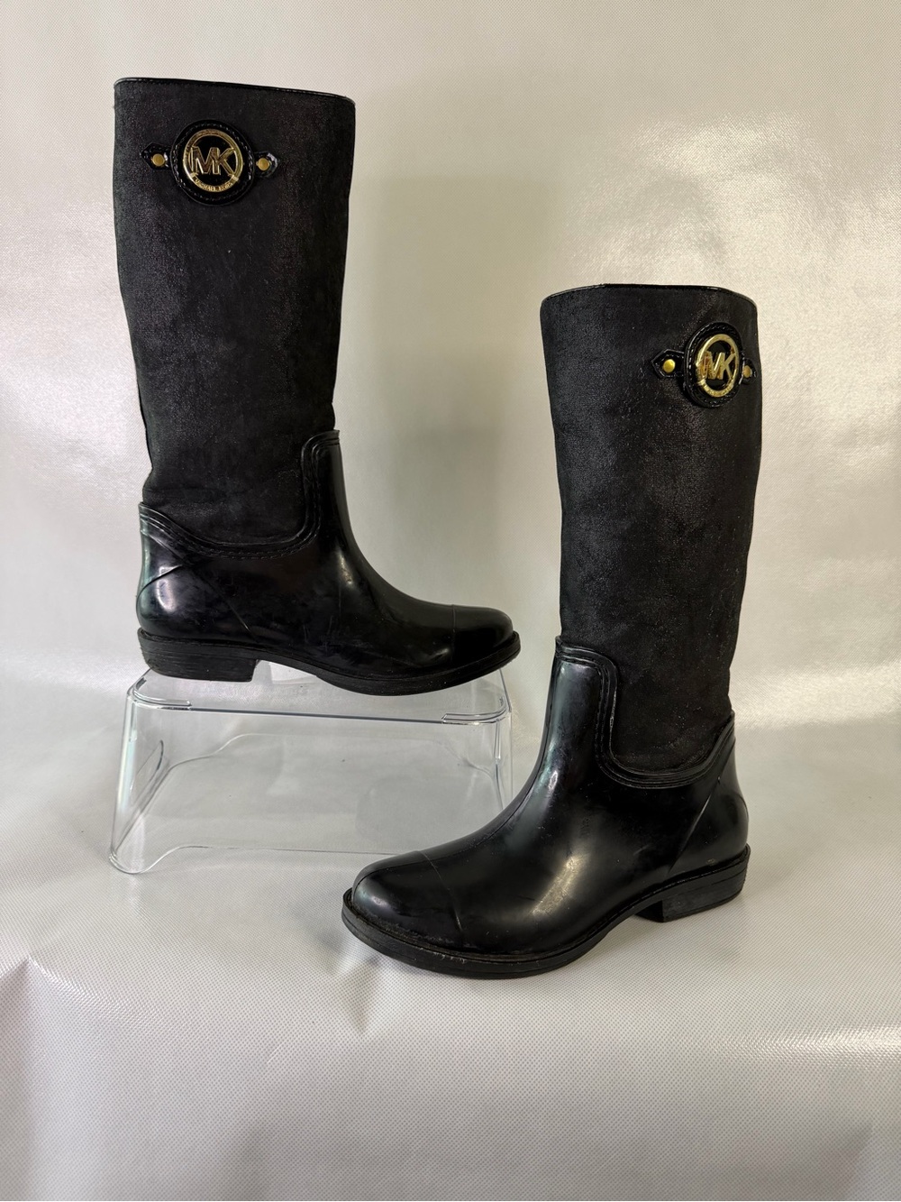 Michael Kors Girls Black Tall Rain/Riding Boots – Size 3 🖤✨